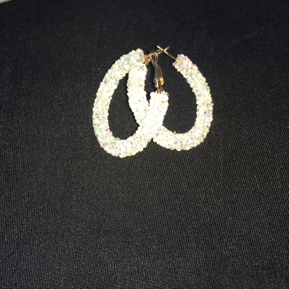 Gorgeous Crystal Druzy Hoop Earrings - Picture 2 of 8